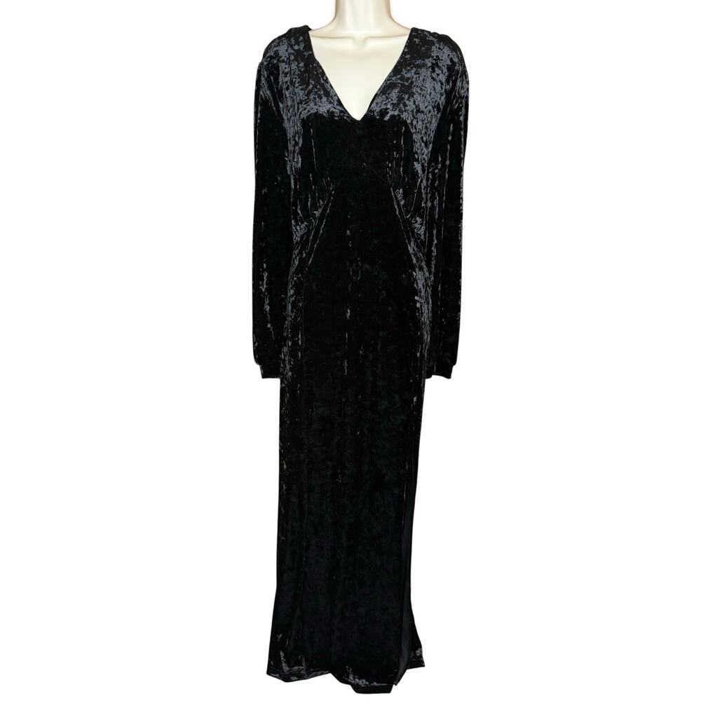 Timeless London Unique Vintage Black Velvet Maxi Dress 16 NWT
